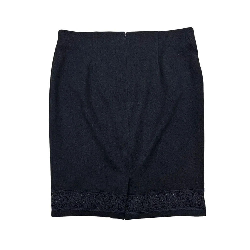 Lane Bryant Women size 20 Black Pencil‎ cut Suede Skirts Lace Crochet Hem Trim